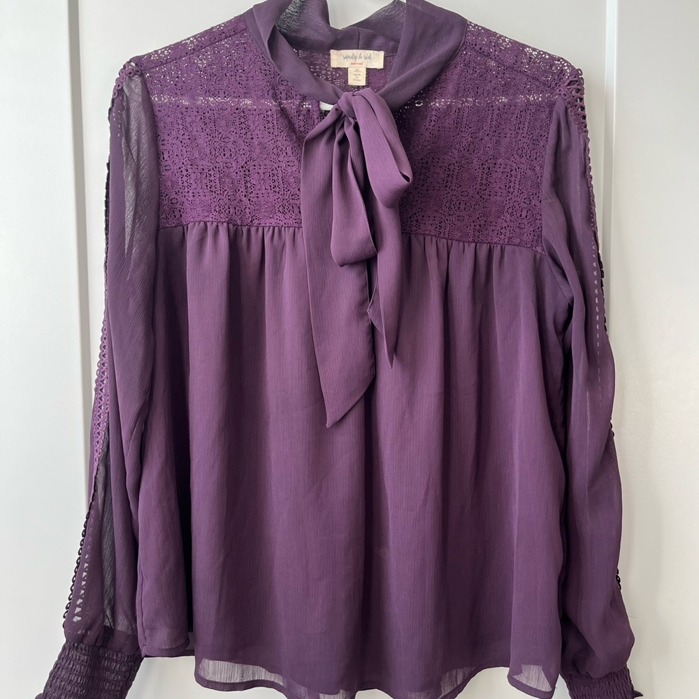 SANDY & SID PURPLE FLOWY BLOUSE SIZE M WOMENS